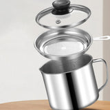 Maxbell Bacon Grease Container 1.3L Grease Strainer for Kitchen Restaurant Household With Glass Lid