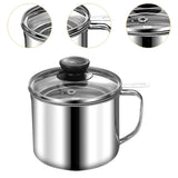 Maxbell Bacon Grease Container 1.3L Grease Strainer for Kitchen Restaurant Household With Glass Lid