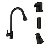 Maxbell Kitchen Faucet with Pull Down Spray Waterfall Kitchen Sink Faucet for Camping 2 gears black