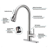 Maxbell Kitchen Faucet with Pull Down Spray Waterfall Kitchen Sink Faucet for Camping 3 gears silvery