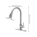 Maxbell Kitchen Faucet with Pull Down Spray Waterfall Kitchen Sink Faucet for Camping 3 gears base silvery
