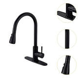 Maxbell Kitchen Faucet with Pull Down Spray Waterfall Kitchen Sink Faucet for Camping 3 gears base black