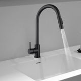 Maxbell Kitchen Faucet with Pull Down Spray Waterfall Kitchen Sink Faucet for Camping cylinder 2 gears black