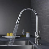 Maxbell Kitchen Faucet with Pull Down Spray Waterfall Kitchen Sink Faucet for Camping cylinder 2 gears base silvery