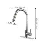 Maxbell Kitchen Faucet with Pull Down Spray Waterfall Kitchen Sink Faucet for Camping cylinder 2 gears base silvery