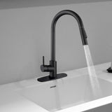 Maxbell Kitchen Faucet with Pull Down Spray Waterfall Kitchen Sink Faucet for Camping cylinder 2 gears base black
