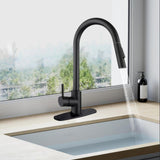 Maxbell Kitchen Faucet with Pull Down Spray Waterfall Kitchen Sink Faucet for Camping cylinder 2 gears base black