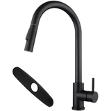 Maxbell Kitchen Faucet with Pull Down Spray Waterfall Kitchen Sink Faucet for Camping cylinder 2 gears base black