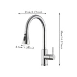 Maxbell Kitchen Faucet with Pull Down Spray Waterfall Kitchen Sink Faucet for Camping 3 gears wash silvery