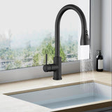 Maxbell Kitchen Faucet with Pull Down Spray Waterfall Kitchen Sink Faucet for Camping 3 gears wash black