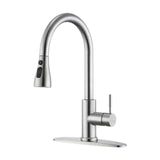 Maxbell Kitchen Faucet with Pull Down Spray Waterfall Kitchen Sink Faucet for Camping 3 gears wash base silvery