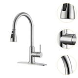 Maxbell Kitchen Faucet with Pull Down Spray Waterfall Kitchen Sink Faucet for Camping 3 gears wash base silvery