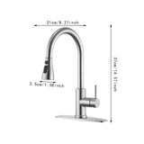 Maxbell Kitchen Faucet with Pull Down Spray Waterfall Kitchen Sink Faucet for Camping 3 gears wash base silvery
