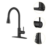 Maxbell Kitchen Faucet with Pull Down Spray Waterfall Kitchen Sink Faucet for Camping 3 gears wash base black