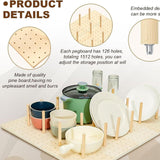 Maxbell Wood Pegboard Drawer Organizer Peg Board System for Food Containers Cookware