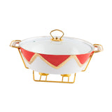 Maxbell Round Chafing Dish Large Capacity Multiuse for Dining Table Festival Wedding red