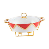 Maxbell Round Chafing Dish Large Capacity Multiuse for Dining Table Festival Wedding red