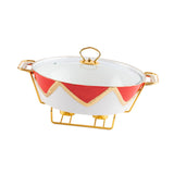 Maxbell Round Chafing Dish Large Capacity Multiuse for Dining Table Festival Wedding red