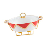 Maxbell Round Chafing Dish Large Capacity Multiuse for Dining Table Festival Wedding red