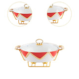 Maxbell Round Chafing Dish Large Capacity Multiuse for Dining Table Festival Wedding red