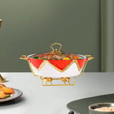 Maxbell Round Chafing Dish Large Capacity Multiuse for Dining Table Festival Wedding red
