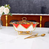 Maxbell Round Chafing Dish Large Capacity Multiuse for Dining Table Festival Wedding red