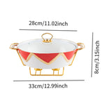 Maxbell Round Chafing Dish Large Capacity Multiuse for Dining Table Festival Wedding red