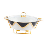 Maxbell Round Chafing Dish Large Capacity Multiuse for Dining Table Festival Wedding black