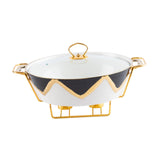 Maxbell Round Chafing Dish Large Capacity Multiuse for Dining Table Festival Wedding black