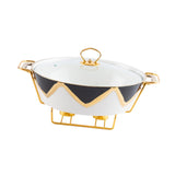 Maxbell Round Chafing Dish Large Capacity Multiuse for Dining Table Festival Wedding black