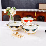 Maxbell Round Chafing Dish Large Capacity Multiuse for Dining Table Festival Wedding black