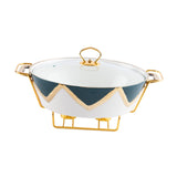 Maxbell Round Chafing Dish Large Capacity Multiuse for Dining Table Festival Wedding green