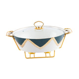 Maxbell Round Chafing Dish Large Capacity Multiuse for Dining Table Festival Wedding green