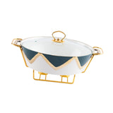 Maxbell Round Chafing Dish Large Capacity Multiuse for Dining Table Festival Wedding green