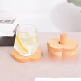 Maxbell Flower Shape Wooden Coasters Housewarming Gifts with Holder for Tea Bar Beech