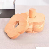 Maxbell Flower Shape Wooden Coasters Housewarming Gifts with Holder for Tea Bar Beech