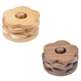 Maxbell Flower Shape Wooden Coasters Housewarming Gifts with Holder for Tea Bar Beech