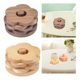 Maxbell Flower Shape Wooden Coasters Housewarming Gifts with Holder for Tea Bar Beech