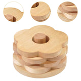 Maxbell Flower Shape Wooden Coasters Housewarming Gifts with Holder for Tea Bar Beech