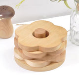 Maxbell Flower Shape Wooden Coasters Housewarming Gifts with Holder for Tea Bar Beech