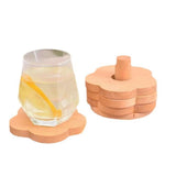 Maxbell Flower Shape Wooden Coasters Housewarming Gifts with Holder for Tea Bar Beech