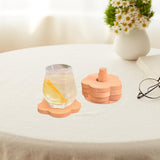 Maxbell Flower Shape Wooden Coasters Housewarming Gifts with Holder for Tea Bar Beech