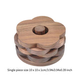 Maxbell Flower Shape Wooden Coasters Housewarming Gifts with Holder for Tea Bar Walnut