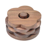 Maxbell Flower Shape Wooden Coasters Housewarming Gifts with Holder for Tea Bar Walnut