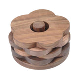 Maxbell Flower Shape Wooden Coasters Housewarming Gifts with Holder for Tea Bar Walnut