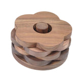 Maxbell Flower Shape Wooden Coasters Housewarming Gifts with Holder for Tea Bar Walnut