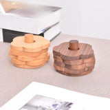 Maxbell Flower Shape Wooden Coasters Housewarming Gifts with Holder for Tea Bar Walnut