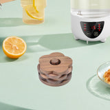 Maxbell Flower Shape Wooden Coasters Housewarming Gifts with Holder for Tea Bar Walnut