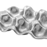 Maxbell Ceramic Egg Holder Practical Egg Tray for Pantry Shelves Drawer Refrigerator silvery