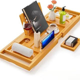 Maxbell Bathtub Tray Bathroom Accessories Extendable for Hotel SPA Relaxing Bathroom